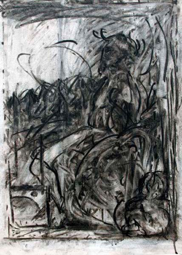 Pan With His Panasonic- Charcoal on Arches _24x18_ 1992