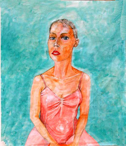 Portrait of Amanda Hood- Watercolor on Paper_ 18x15-5_ 1995