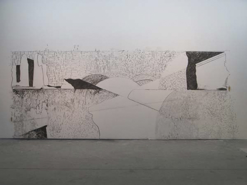 4-Takemitsu-Performance Wall Drawing-Charcoal 8-5ftx18ftx2ft
