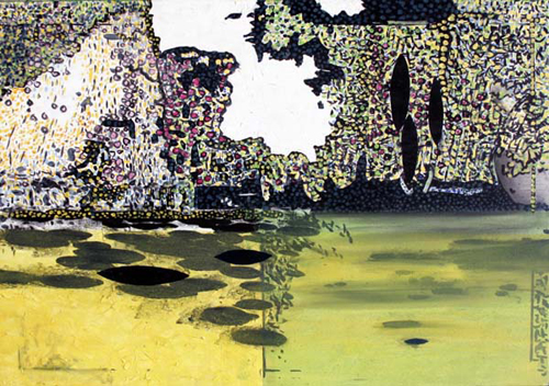 Rain on the Lake-Acrylic on Canvas_ 30x50_ 2008